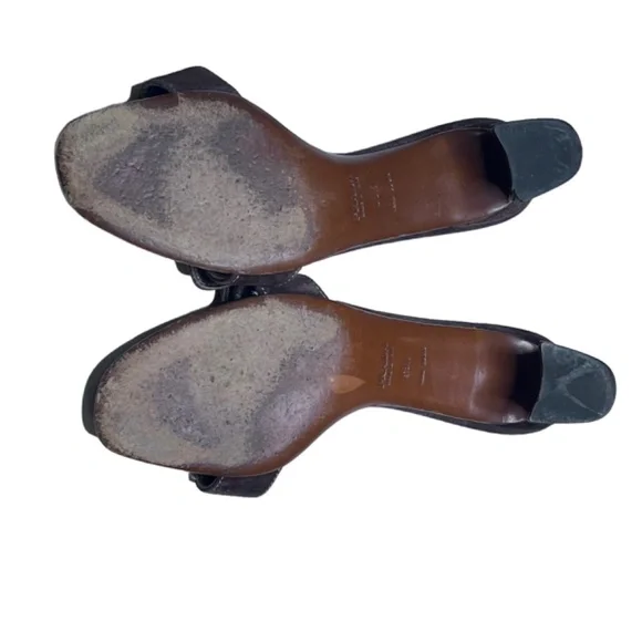 Prada Low Block Heel Buckle Strap Slide On Suede Leather Sandal - Picture 13 of 15